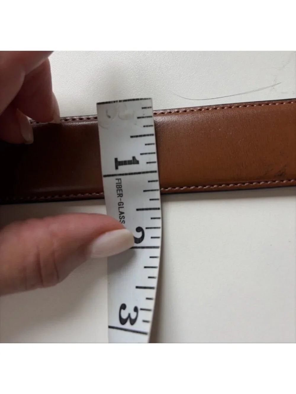 Perry Ellis Men's Ratchet Belt Size XL Brown Bonded Leather Quiet Luxury Office